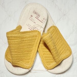 MUJI Cotton Room Sandals Open Toe Yellow/Mustard/Cream Size M (23.5-25cm) Unisex